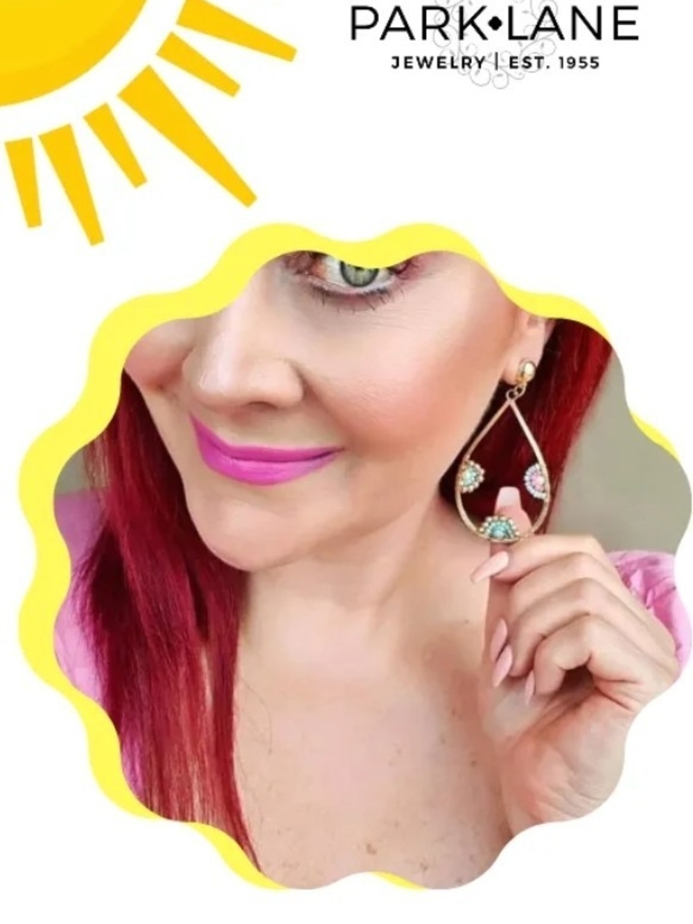 Park Lane Indie Gold Teardrop Earrings with Pink and Turquoise Accents New